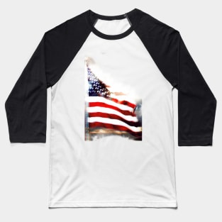 US Flag Totally Glitched Baseball T-Shirt